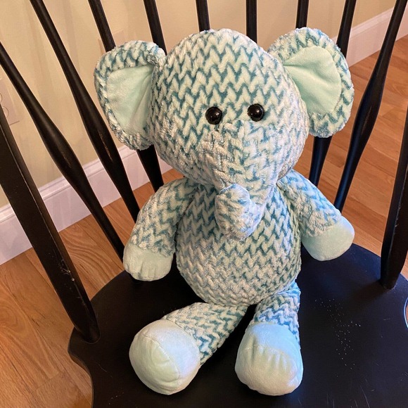 Kellytoy Other - KellyToy Teal Elephant Chevron Zig Zag Blue Plush Stuffed Animal 20"